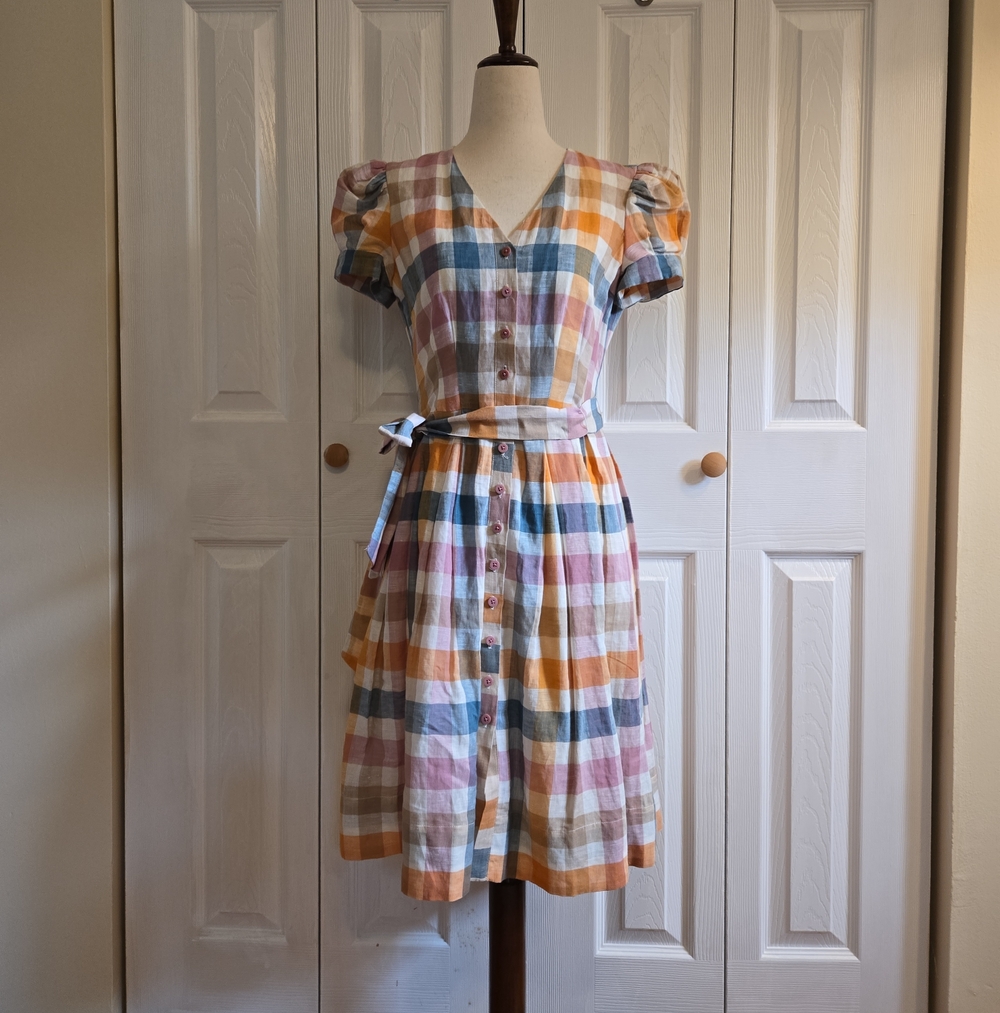 Gal Meets Glam Pastel Plaid Button-Front Dress